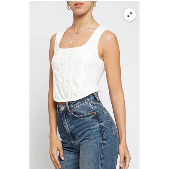 NWT Sans Souci CORSET TANK TOP White LARGE Reg $44 - Picture 1 of 7